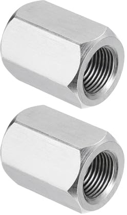 PATIKIL 304 Stainless Steel Hex Coupling Nuts M14x1.5-Pitch 30mm 2Pcs | 1.2 Length Fully Threaded Rod Coupling Nut Studding Connector Fasteners Silver Tone