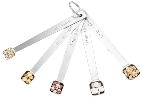 5 Pezzi Cucchiai Dosatori in Acciaio inox, Cucchiaio Dosatore Quadrato per Caffè, Impilabile, Diverse Capacità, 1,5ml | 1,25 ml | 0,9 ml | 0,6 ml | 0,3 ml, Accessori Cucina per Cucina e Pasticceria