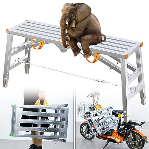 ZHANGGL Escalera de Acero Multifuncional para Andamios, Ideal para Trabajos en Interiores y Exteriores. Andamio Plegable con Plataforma Libre. Escaleras de ingeniería de 160 cm (