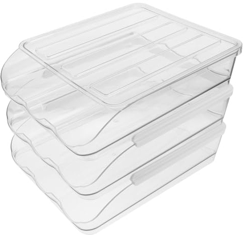 NUOBESTY Contenitore per uova impilabile in plastica trasparente per frigorifero, grande capacità, contenitore per uova, vassoio per frigorifero, custodia trasparente per cucina (tre livelli)