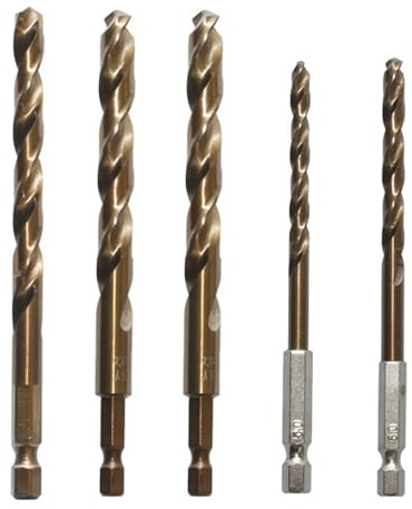 Juego De Brocas Metal Precisas 5 Piezas Con Vástago Hexagonal Para Uso Profesional Acero Velocidad 5/6/8/10/12 Mm Vástago Hexagonal