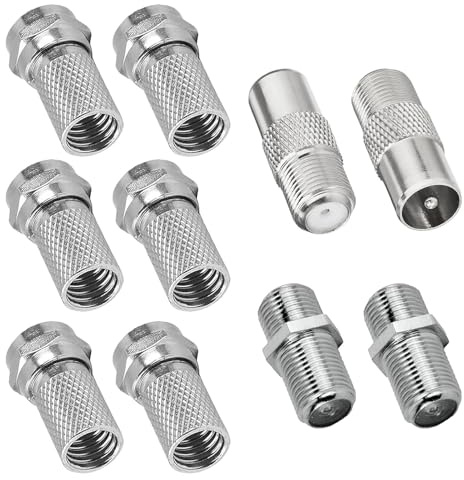 RUILILANG 10 Pcs F Plug Connectors, Waterproof Micro Screw-On Coaxial Cable, TV Aerial Connector, Satellite Cable Connectors for TV & Satellite RG6