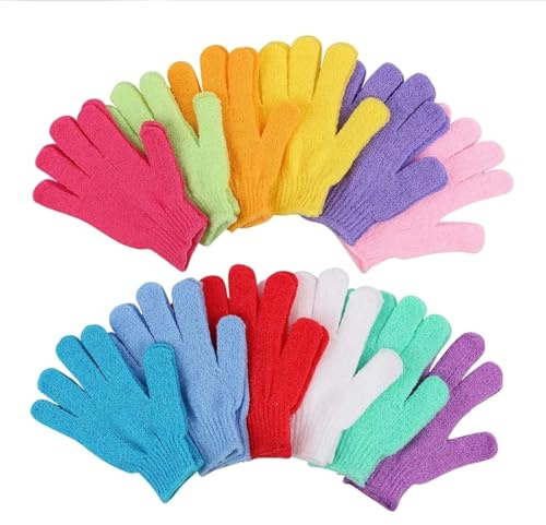 Shower Gloves, 6 Pack, Exfoliating Bath Scrub Gloves Body Cleansing Deep Scrubbing Dead Skin Shower Gloves for Beauty Spa Massage Skin Shower Body Scrubber and Suitable Men Women