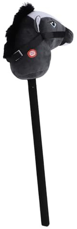 Hamwesh Hästpinneleksak, 70 Cm Plysch Handgjord Hobbyhäst för Barn, Ponnykäpphäst med Riktiga näbb- och Galoppljud för Småbarn Förskolebarn (Svart)