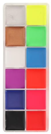 Stylebest Gesichtsbemalungspalette mit 12 Farben, Lebendiges, Fluoreszierendes, Wasserfestes Make-up für Partys, Festivals, Rollenspiele – 1 Box