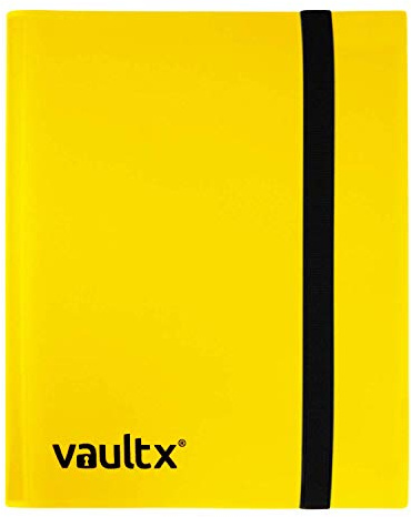Vault X Álbum Estándar con Correa, para 160 Cartas Coleccionables, 4 Bolsillos, 20 Páginas de Carga Lateral (Amarillo)