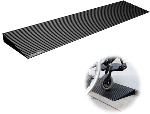 Ruedamann 1.6 Rise Rubber Threshold Ramp, Non-Slip Threshold Ramp for Doorways, Front Door Ramps for Walkers, Adjustable and Cuttable for Doorways,Curb, Scooters, Driveways, Steps, Stairs