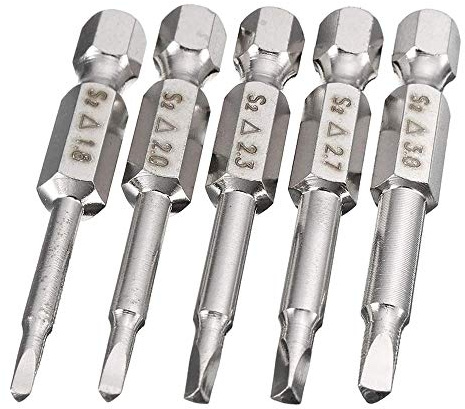 Mesee - Juego de 5 puntas de destornillador de cabeza triangular magnética, 50 mm S2 de acero con punta triangular con vástago hexagonal de 1/4