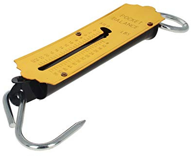 Utoolmart Gelbe mechanische Waage, tragbar, Mini-Handgriff, zum Wiegen von Fisch, Reh, Feder, 25000 g, 1 Stück