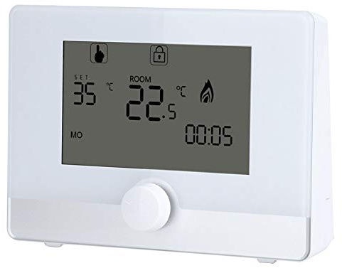 Termostato programable Digital, Termostato Digital de Pared programable Controlador de Temperatura para Sistema de calefacción de Caldera suspendido 2 Pilas AA de 1,5 V (no Incluidas)(Blanco)