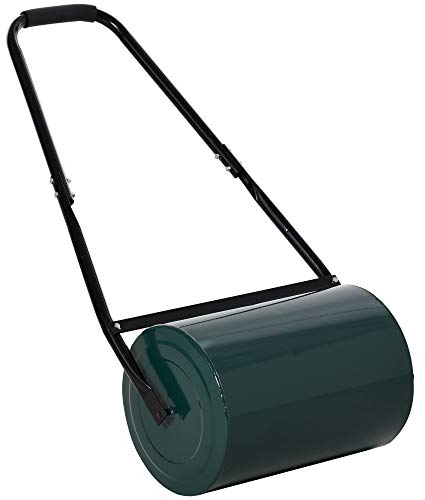 Outsunny Rasenwalze Gartenrolle Gartenwalze mit U-Griff 31 cm Durchmesser 30 cm Arbeitsbreit 40 L Wasser-/Sandfüllunge Metall Grün