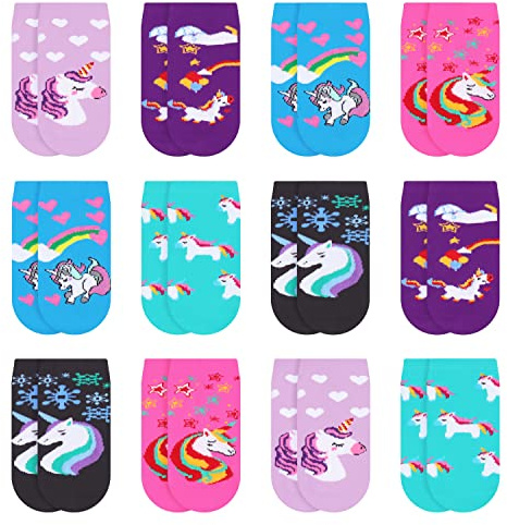 Libella 12 par strumpor barn flickor komfort bomull andningsbar vår sommar sneakers strumpor färgglada 2108, 12 par-2108, 35/38 EU