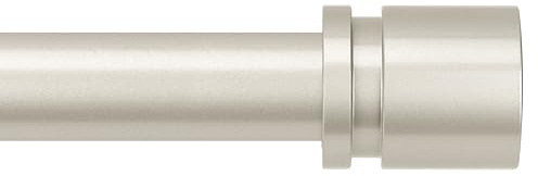 Byondeth Curtain Rods for Windows 16 to 48 or 60 Inches Max Adjustable Length 1 Inch Diameter Window Curtain Rod with Aluminium End Cap, Brushed Nickel