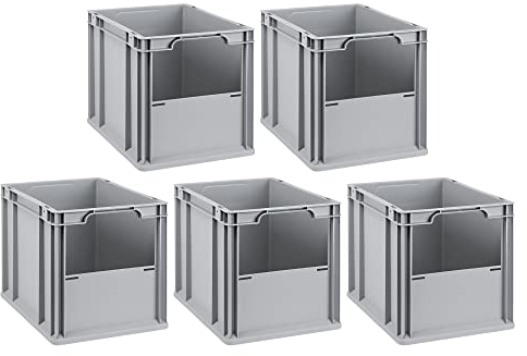 SparSet 5x Eurobox NextGen Insight | HxBxT 32x30x40cm | 30 Liter | Front offen | Eurobehälter, Transportbox, Transportbehälter, Stapelbehälter