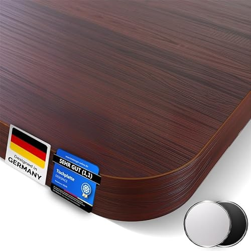 DESKSPACE Schreibtischplatte 120x60 cm (Mahagoni) 25 mm | Tischplatte kratzfest mit Melaminbeschichtung, robuste Arbeitsplatte für höhenverstellbare Büro-Schreibtische