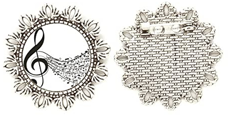 Flappg Musiknoten Notenschlüssel Silber Blume Brosche Haken Pin Breastpin, M