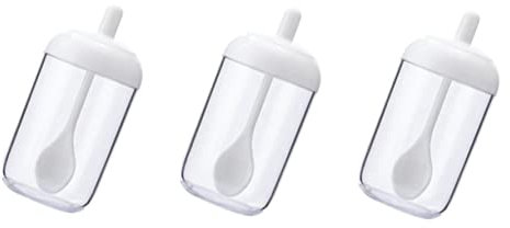 Cabilock 3 Uds Contenedor De Viaje Contenedor Transparente Bote De Condimentos Contenedor De Pimienta Bote De Azúcar Salero Caja De Condimento De Pimienta Tarro De Plástico
