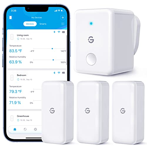 GoveeLife WiFi Room Thermometer Hygrometer 3Pack, Wireless Smart Indoor Temperature Humidity Sensor with Alert and 2 Years Free Data Storage, for Baby Home Garage Greenhouse
