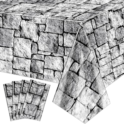 PTECDROTS 4Pcs Manteles de Pared de Piedra Mantel Rectangular Castillo Medieval de Piedra y Ladrillo Manteles de Halloween para Fiestas Medievales Decoración de Halloween Cumpleaños, 130 x 220cm