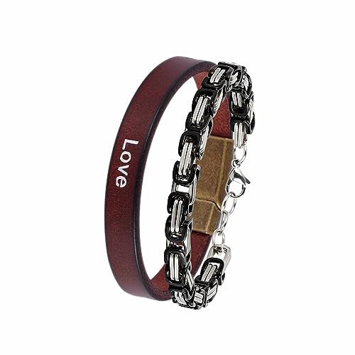 JJDreams Lederarmband Herren Echtleder Armband mit Gravur Königskette Armband 6MM Geschenk Schmuck für Männer
