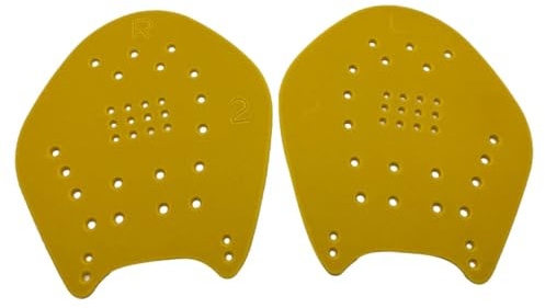 lopituwe Handfen Paddling Palm för förbättrad simhastighet och slagkänsla Silica Gel Simträning Simhjälp Palm, gul, L（19.5 * 23CM）