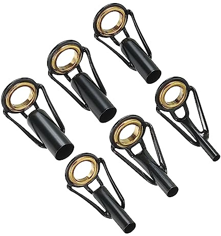 PATIKIL 6 Stück Angelrute Reparatur Spitzenring 2-6mm Rutenringe Edelstahl Pfahl Ring Leitfaden Ersatz für Salzwasser Süßwasser Fischen Golden