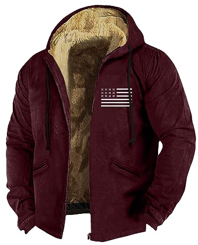 Strickjacke Herren Bequem Softshelljacke Herren Winter Lässige Winter Jacket Men Jacke Herren Winter Mit Kapuzen Outdoor Fleecejacken Für Herren Patchwork Fraben Winterjacke Herren Warm(1-Red,3XL)