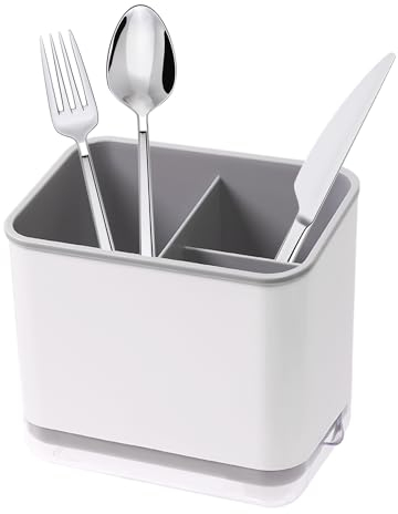 SLEEKEE 1 unidad de almacenamiento de plástico para fregadero de cocina, estante de almacenamiento con bandeja de drenaje, organizador ordenado, adecuado para cocina, baño