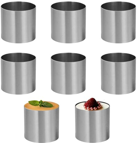 EXIN DEHCEN 8 Piezas Aros de Pastel de Mousse, Tartas de Acero Inoxidable Anillos, Molde de Anillo de Pastel, Fácil de desmoldar y Limpiar, para Pasteles, Mousse y Postres (5 cm de Diámetro)