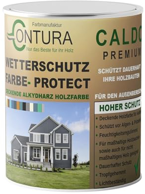 Contura Wetterschutzfarbe 500ml. Holz Dauerschutzfarbe Deckend Buntlack Holzfarbe Holzlasur Seidenmatt (Farblos)