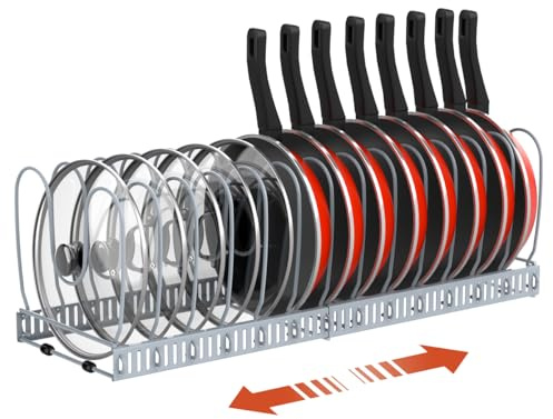 Housolution Topfdeckelhalter Pfannen und Topfdeckel Organizer Deckelhalter | 30cm-59cm Erweiterbarer, 14 Verstellbaren Teiler, Pfannenhalter Aufbewahrung für Küche Schublade