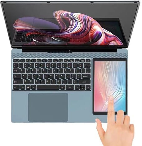 Portátil de pantalla dual de 15,6 + 7 pulgadas, portátil con pantalla táctil, juego dos en uno, diseño de oficina de negocios para estudiantes, portátil,16G+1TB