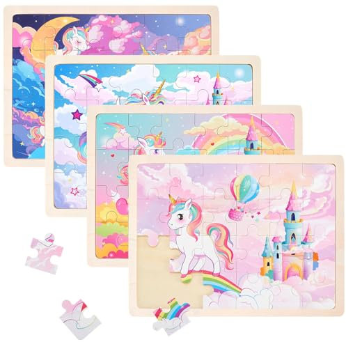 WERNNSAI Einhorn Tiere Puzzle ab 3 4 5 6 Jahre Kinder Einhorn Tier Holzpuzzle, Vorschule Lehrreiches Spielzeug, Geschenke für Kinder für Jungen und Mädchen