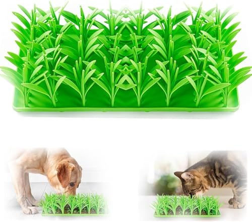 Grasmatte Silikon Für Katzen, Futtermatte Für Grünes Gras, Silikon-Futterstation Für Langsames Fressen, Haustier-Schnüffelmatte Für Hunde, Stimuliert Instinkte Von Hund Und Katze, Leicht Zu Reinigen