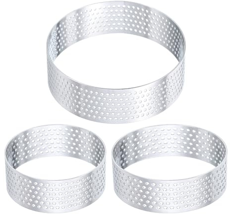 QUARKZMAN Anneaux à Gâteaux en Acier Inoxydable 2,4 2,8 3,1 Rond Cercle | Métallique Perforé pour la Fabrication de Gâteaux Mousseux et de Desserts, Outil de Cuisine Domestique Antiadhésif