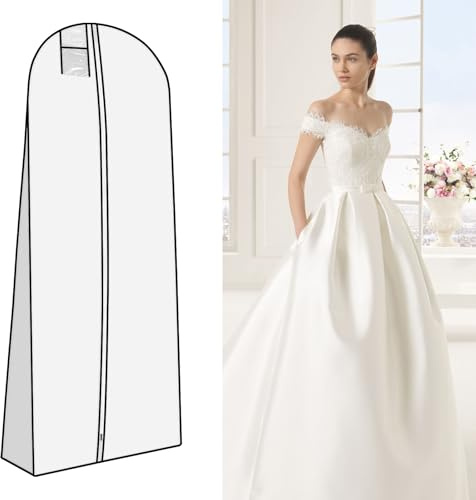 PRZRAO Kleiderhülle für Hochzeitskleid, 180 cm Atmungsaktiver Kleidersack, Brautkleidhülle Lang, Schwarz