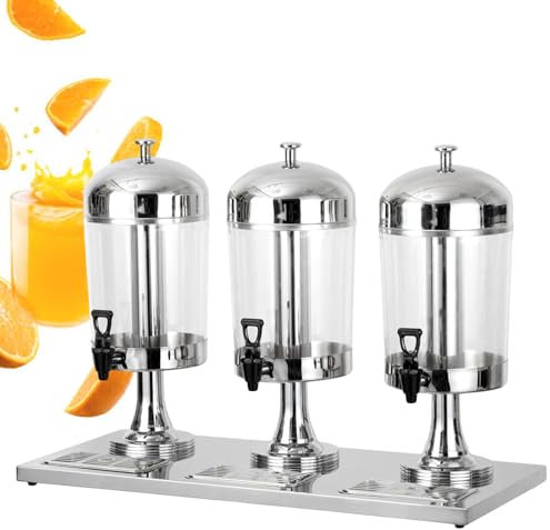 Dispensador De Bebidas, Dispensador De Bebidas Transparentes, Cerveza, Agua, Jugo, Bebidas FríAs, CóCteles, Ponche, MáQuina Dispensadora De Bebidas De Acero Inoxidable,Silver-TripleShape