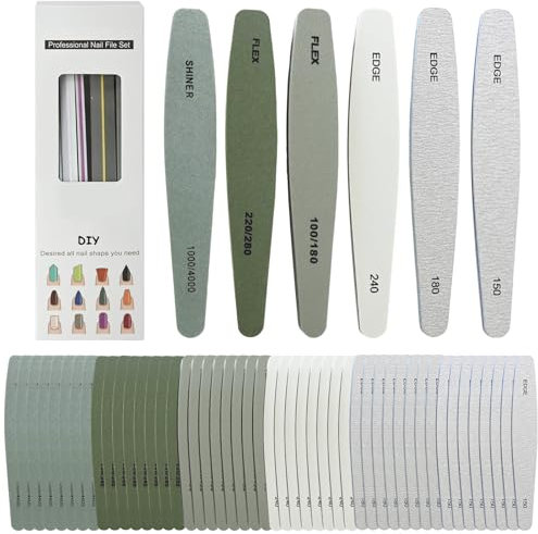 Whemyreat Nagelfeilen Set,48 StüCke Profi Nagelpolierfeile,Gel-Nagelfeilen-Set,Polierfeile FingernäGel,Buffer Schmirgelbrett,100/150/180/220/240/280/1000/4000grit,FüR Nageltrimmen,Schleifen,Polieren