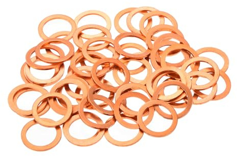QUARKZMAN 52 Pièces Rondelles Plates en Cuivre, Rondelles d'Écrasement Plates Métriques en Cuivre Amélioré de 11x15x1mm pour Raccords Hydrauliques Vis Boulon Écrou Réparation Électronique