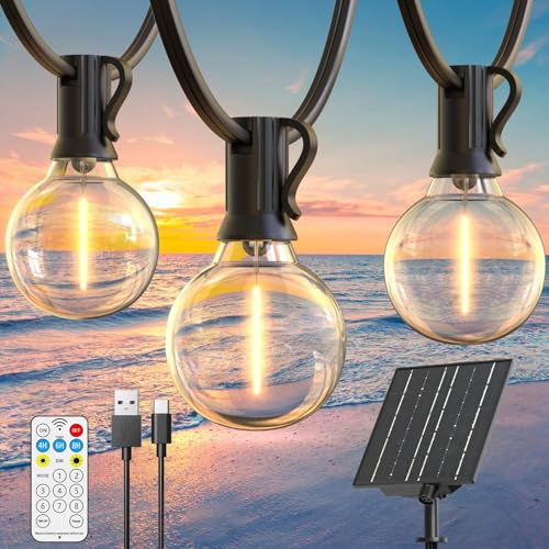 Quntis Solar String Festoon Lights Outdoor Garden 12M 15+1 LED