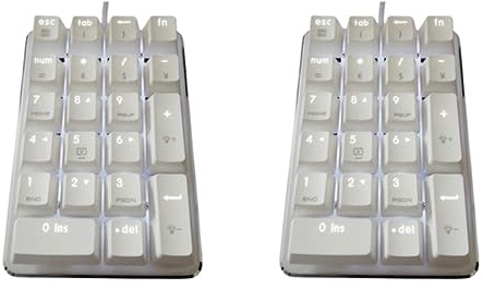 Giwnhvx Teclado numérico mecánico retroiluminado blanco de 2 x 21 teclas con interruptores azul cereza para computadora portátil de escritorio