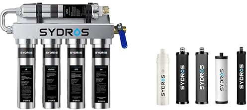 Sydros Optimus 1-Jahr-Bundle - Wasserfilter gegen PFAS, Kalk & Mikroplastik | 5-Stufen-Untertischfilter mit UF, Aktivkohle & Ionenaustausch - ca. 4 L/min, bis 30.000 L, für Wasserhärte bis 15 °dH
