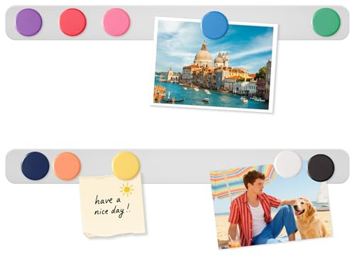 DUJEQM 2 Stück Magnettafel Memotafel, Magnetstreifen Selbstklebend Pinnwand Magnetisch Memoboard mit 10 Starke Magnete - Magnetleiste Magnetboard Fotowand für Büro, Küche, Dokumente - Aus Edelstahl