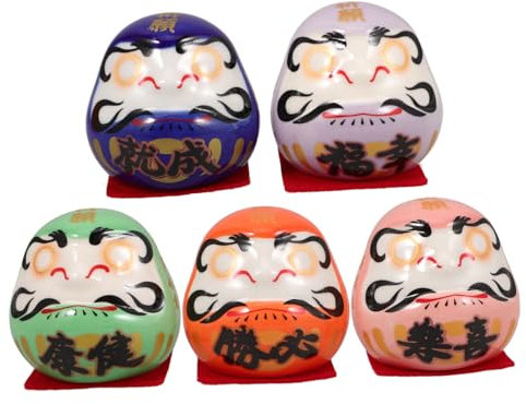 MUELODSIC Japanische Keramik Dharmapuppe Eierfigur Miniatur Glücksbringer Für Auto Wohnraum Feng Shui Deko Kunsthandwerk Robust Langlebig