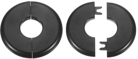 sourcing map 2 placas de cubierta de fontanería autoadhesivas de plástico ABS con brida dividida de 26,5 mm, diseño de hebilla para tubería de agua, baño, cocina, decoración, color negro