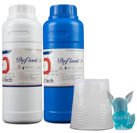 Siraya Tech Defiant 10A silicone pour moulage (Transparent,70.5oz) | Ultra-flexible, Compatible alimentaire, Dureté 10A, Empêche l’inhibition de polymérisation UV, Sans revêtement