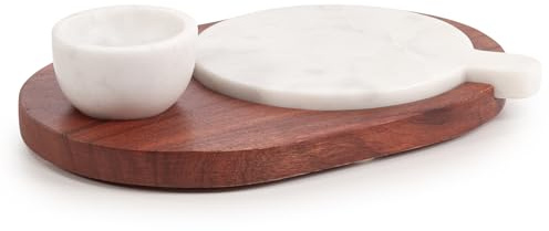 EHC Serving Board Platter with Dip Bowl, Elegant Cheese Board, Charcuterie Tray, Appetizer Server for Parties, Dining Accessory, Party Serve Ware