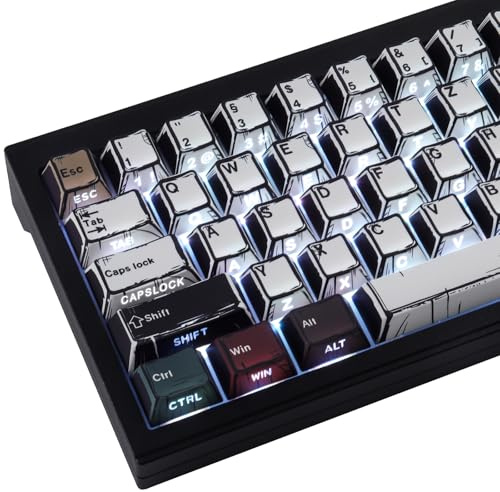 PBT Keycaps 134 Keys Manga Mixed Light Keycap, Retro Style Side Printed Shine Through Dye Sub Custom Keycaps for Cherry MX Switch German QWERTZ Layout Mechanical Keyboards
