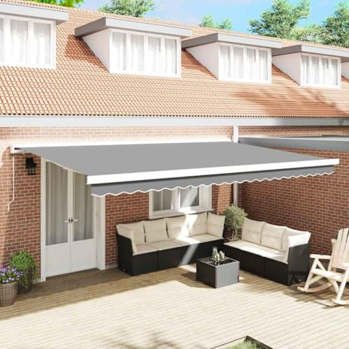 Qnhdfrt Markise 5 x 3 m Weiß aus robustem Metall mit Fernbedienung modernes Design und UV-beständiger Stoff einziehbar für Balkon Garten und Terrassenüberdachung