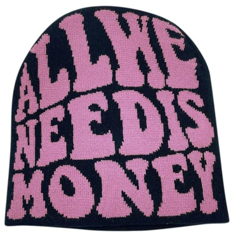 Generisch Unisex Mütze Y2K Web Letter - Strickmützen für Damen Herren Elastisches Web Beanie Mütze Winter Warm Slouchy Strickmütze Outdoor
